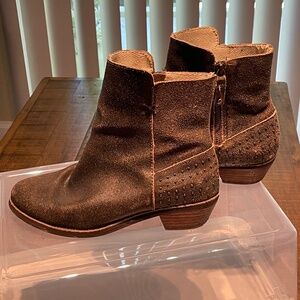 Reef Adora Brown Duo Chrome Studded Mini Heel Ankle Leather Boots Sz 7.5